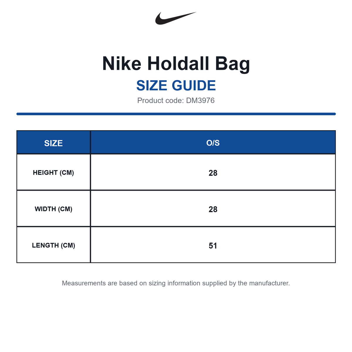 DM3976 Nike Holdall Bag size guide (DM3976)