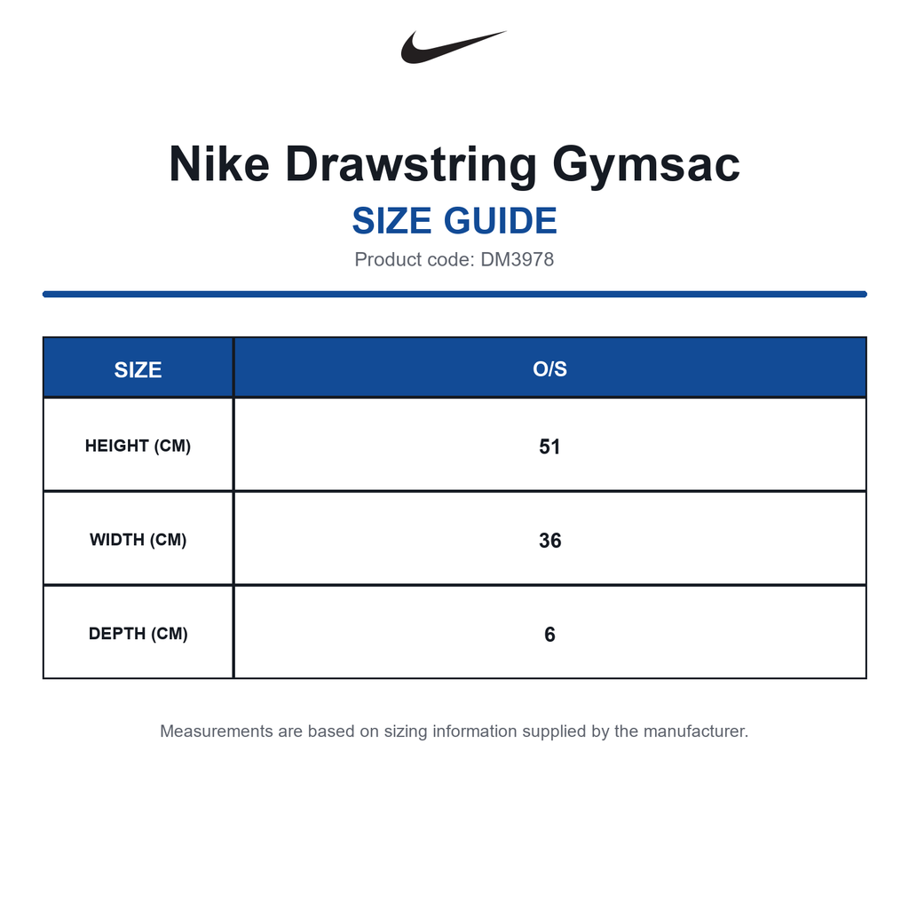 DM3978 Nike Drawstring Gymsac size guide (DM3978)