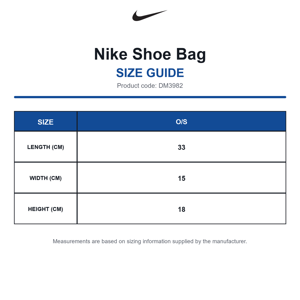DM3982 Nike Shoe Bag size guide (DM3982)