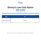 DP117 Denny's Low Cost Apron size guide (DP117)
