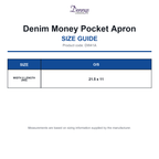 DW41A Dennys Denim Money Pocket Apron size guide (DW41A)