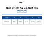 FD5837 Nike Dri-FIT 1/2 Zip Golf Top size guide (FD5837)