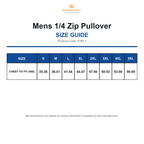 FHP-1 Stormtech Mens 1/4 Zip Pullover size guide (FHP-1)