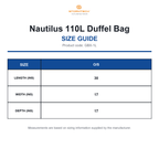 GBX-1L Stormtech Nautilus 110L Duffel Bag size guide (GBX-1L)