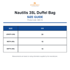 GBX-1S Stormtech Nautilis 35L Duffel Bag size guide (GBX-1S)