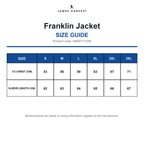HAR2111039 James Harvest Franklin Jacket size guide (HAR2111039)