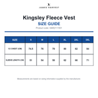 HAR2111501 James Harvest Kingsley Fleece Vest size guide (HAR2111501)