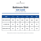 HAR2113030 James Harvest Baltimore Shirt size guide (HAR2113030)