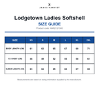 HAR2121040 James Harvest Lodgetown Ladies Softshell size guide (HAR2121040)