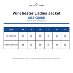 HAR2121042 James Harvest Winchester Ladies Jacket size guide (HAR2121042)