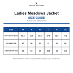 HAR2121052 James Harvest Ladies Meadows Jacket size guide (HAR2121052)