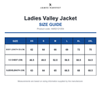 HAR2121054 James Harvest Ladies Valley Jacket size guide (HAR2121054)