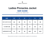 HAR2121057 James Harvest Ladies Pinnacles Jacket size guide (HAR2121057)