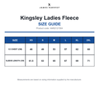 HAR2121504 James Harvest Kingsley Ladies Fleece size guide (HAR2121504)