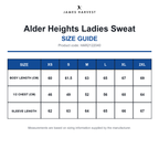 HAR2122040 James Harvest Alder Heights Ladies Sweat size guide (HAR2122040)