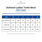 HAR2122510 James Harvest Ashland Ladies Turtle Neck size guide (HAR2122510)