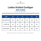 HAR2122511 James Harvest Ladies Knitted Cardigan size guide (HAR2122511)