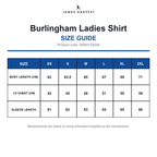 HAR2123028 James Harvest Burlingham Ladies Shirt size guide (HAR2123028)