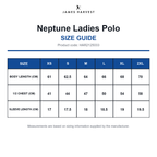 HAR2125033 James Harvest Neptune Ladies Polo size guide (HAR2125033)