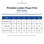 HAR2125039 James Harvest Pinedale Ladies Pique Polo size guide (HAR2125039)