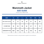 HAR2131045 James Harvest Mammoth Jacket size guide (HAR2131045)