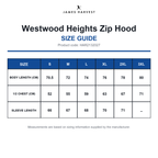 HAR2132027 James Harvest Westwood Heights Zip Hood size guide (HAR2132027)
