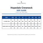 HAR2132028 James Harvest Hopedale Crewneck size guide (HAR2132028)