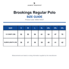 HAR2135037 James Harvest Brookings Regular Polo size guide (HAR2135037)