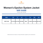 HR-2W Stormtech Women's Epsilon System Jacket size guide (HR-2W)