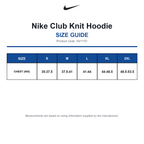HV1151 Nike Club Knit Hoodie size guide (HV1151)