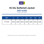 HVK09 Yoko Hi-Vis Softshell Jacket size guide (HVK09)