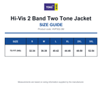 HVP302-3M Yoko Hi-Vis 2 Band Two Tone Jacket size guide (HVP302-3M)