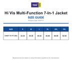 HVP711 Yoko Hi Vis Multi-Function 7-In-1 Jacket size guide (HVP711)