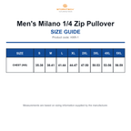 HXR-1 Stormtech Men's Milano 1/4 Zip Pullover size guide (HXR-1)