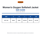 JM1372 Jobman Women's Oxygen Softshell Jacket size guide (JM1372)