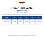 JM1374 Jobman Oxygen Shell Jacket size guide (JM1374)