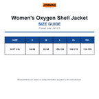 JM1375 Jobman Women's Oxygen Shell Jacket size guide (JM1375)