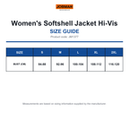 JM1377 Jobman Women's Softshell Jacket Hi-Vis size guide (JM1377)