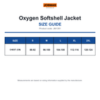 JM1391 Jobman Oxygen Softshell Jacket size guide (JM1391)