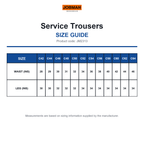JM2313 Jobman Service Trousers size guide (JM2313)