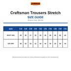 JM2326 Jobman Craftsman Trousers Stretch size guide (JM2326)