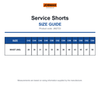 JM2723 Jobman Service Shorts size guide (JM2723)