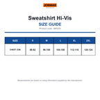 JM5224 Jobman Sweatshirt Hi-Vis size guide (JM5224)