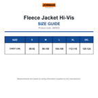 JM5502 Jobman Fleece Jacket Hi-Vis size guide (JM5502)