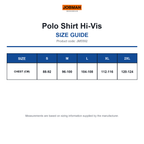 JM5592 Jobman Polo Shirt Hi-Vis size guide (JM5592)