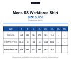 KK100 Kustom Kit Mens SS Workforce Shirt size guide (KK100)