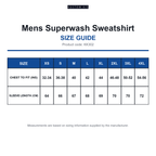 KK302 Kustom Kit Mens Superwash Sweatshirt size guide (KK302)