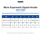 KK303 Kustom Kit Mens Superwash Zipped Hoodie size guide (KK303)