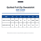 KK331 Kustom Kit Quilted Full Zip Sweatshirt size guide (KK331)