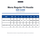 KK333 Kustom Kit Mens Regular Fit Hoodie size guide (KK333)